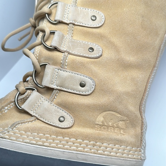 Sorel Joan of Artic Women's Tan Suede Faux Fur Waterproof Winter Boots Size 7 - Picture 11 of 12
